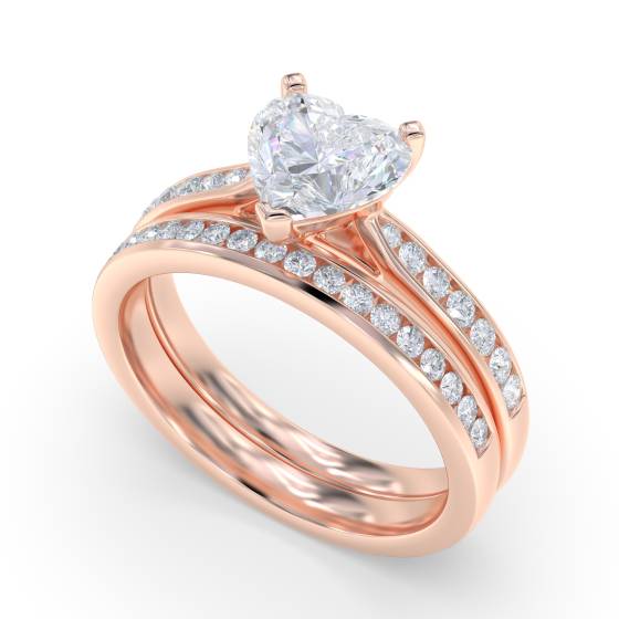 Modern Heart Diamond Shoulder Set Ring