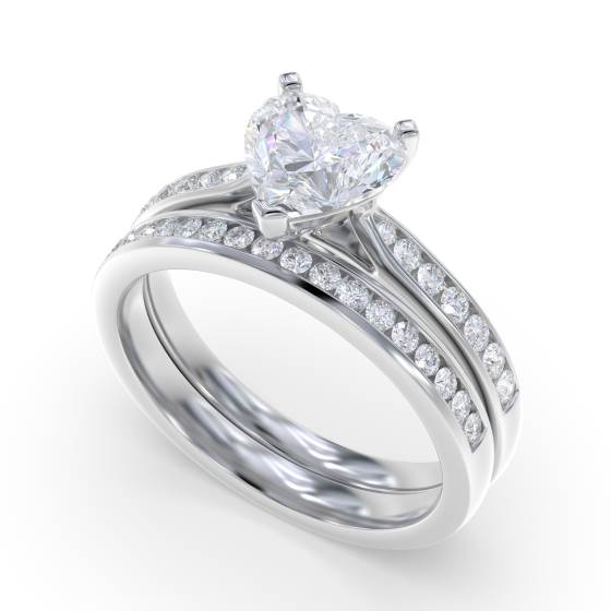 Modern Heart Diamond Shoulder Set Ring