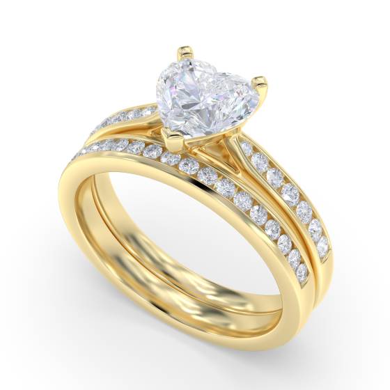 Modern Heart Diamond Shoulder Set Ring