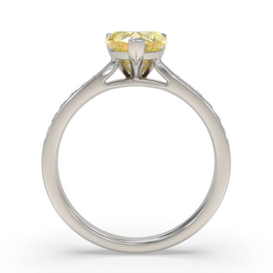 Fancy Yellow Heart Diamond Shoulder Set Ring