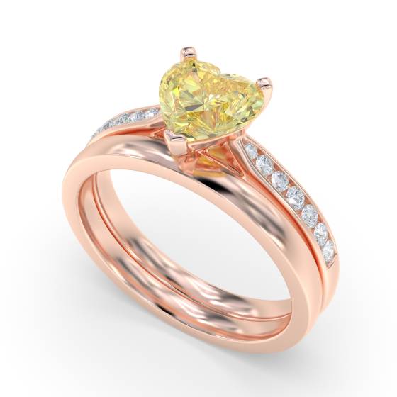 Fancy Yellow Heart Diamond Shoulder Set Ring