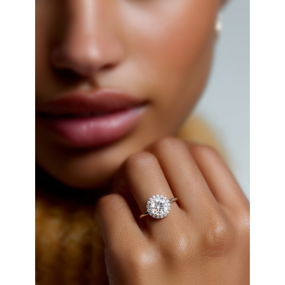 Elegant Round Diamond Single Halo Ring