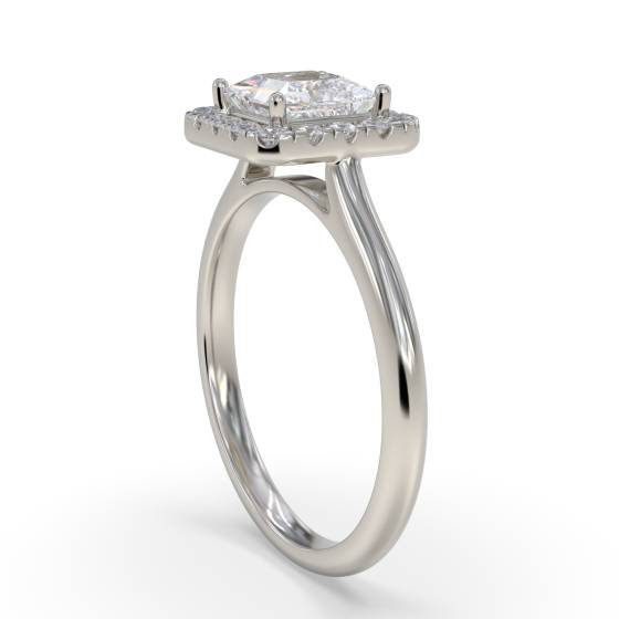 1.30ct SI2/G Elegant Princess Natural Diamond Single Halo Ring