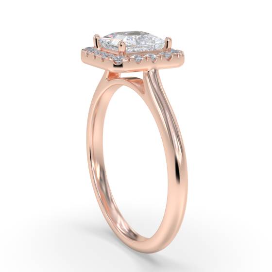 Elegant Princess Diamond Single Halo Ring