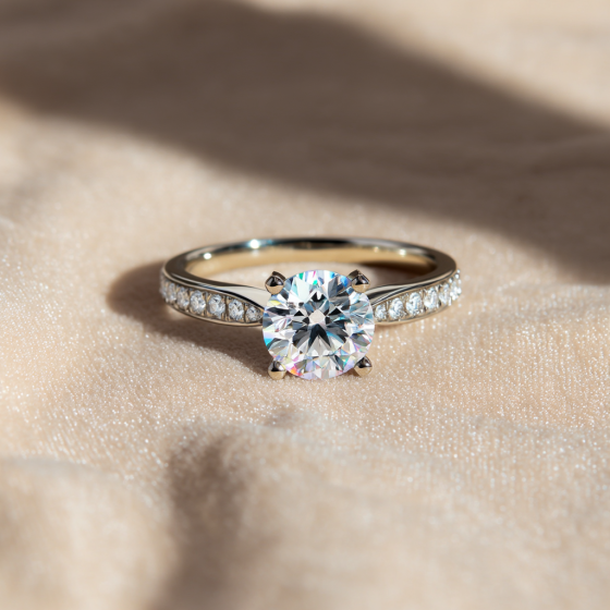 Round Shoulder Set Diamond Engagement Ring