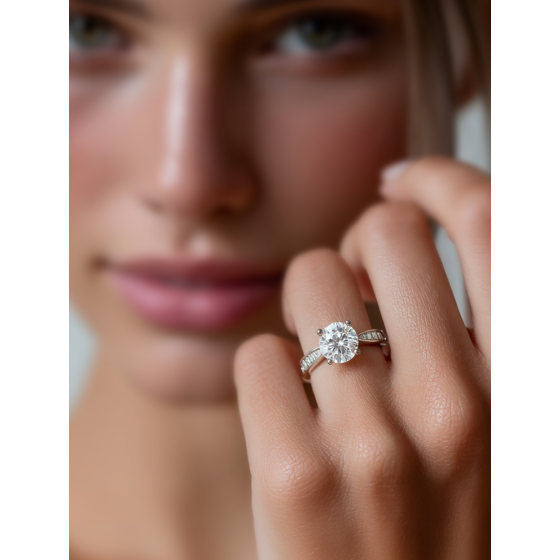 Round Shoulder Set Diamond Engagement Ring
