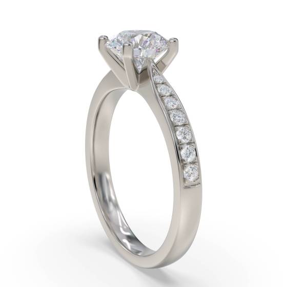 Round Shoulder Set Diamond Engagement Ring