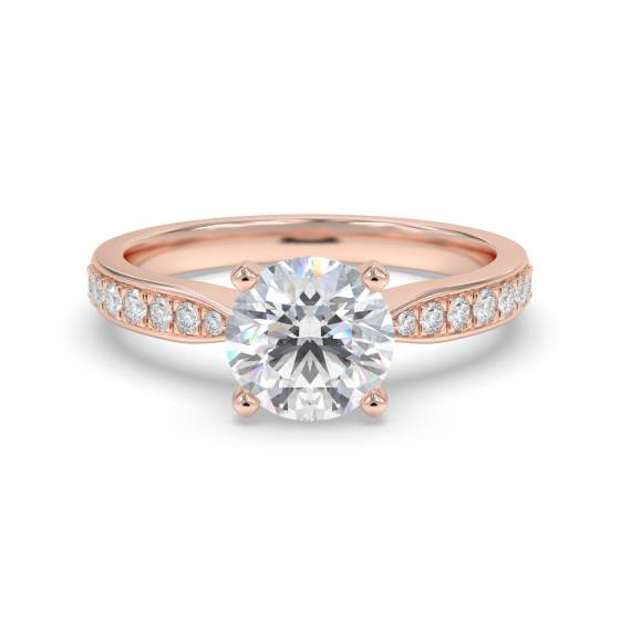 Round Shoulder Set Diamond Engagement Ring
