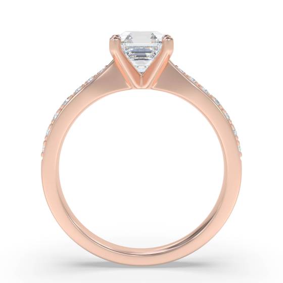 Asscher Diamond Shoulder Set Ring