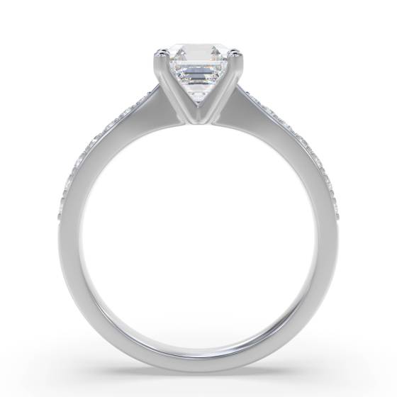 Asscher Diamond Shoulder Set Ring