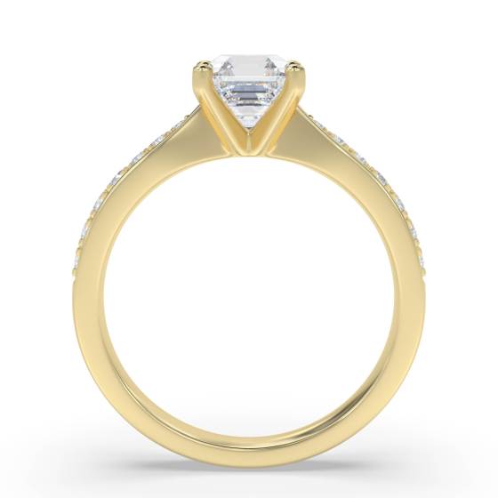 Asscher Diamond Shoulder Set Ring