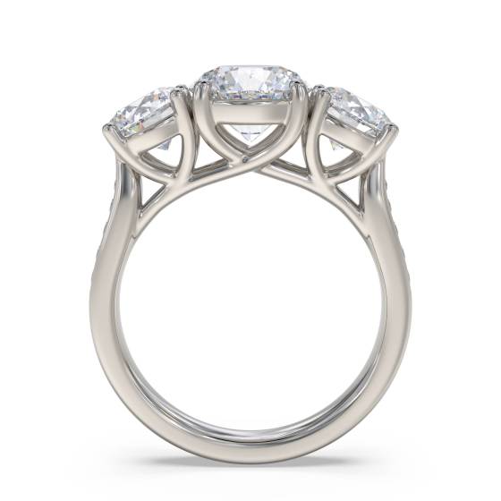 3 Stone Diamond Ring With Shoulder Diamonds