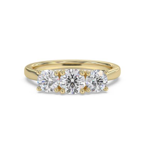 0.60ct VVS/F-G Round Natural Diamond Trilogy Ring