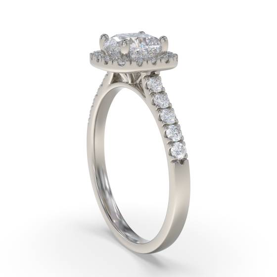 Single Halo Cushion Diamond Ring