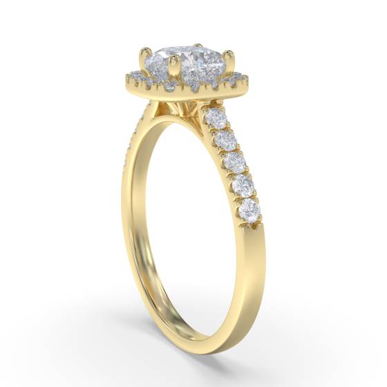 Single Halo Cushion Diamond Ring