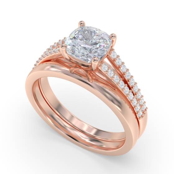 Cushion Diamond Shoulder Set Ring