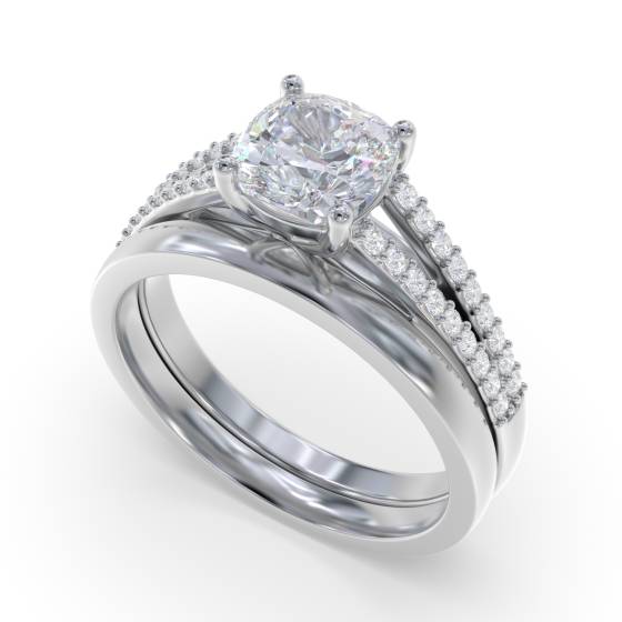 Cushion Diamond Shoulder Set Ring