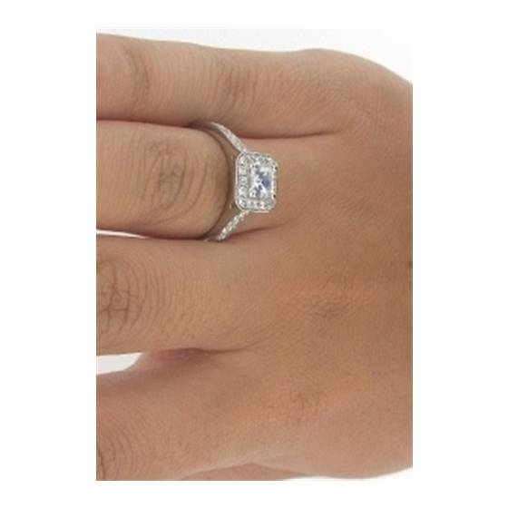 Princess and Round Diamond Bezel Set Halo Shoulder Set Ring