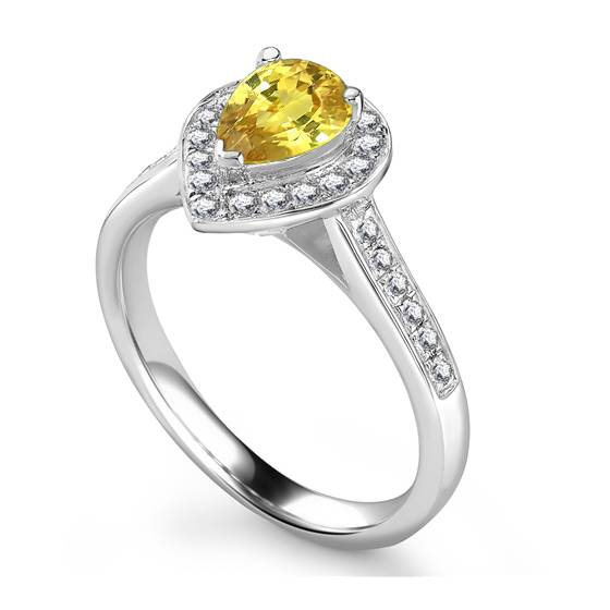 Fancy Yellow Pear Diamond Halo Ring