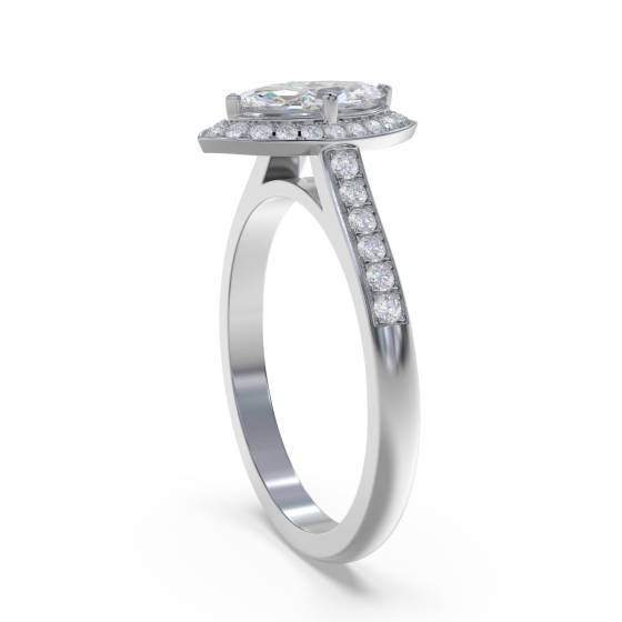 Marquise Diamond Bezel Set Single Halo Shoulder Set Ring