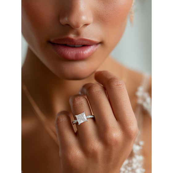 Princess Diamond Shoulder Set Ring