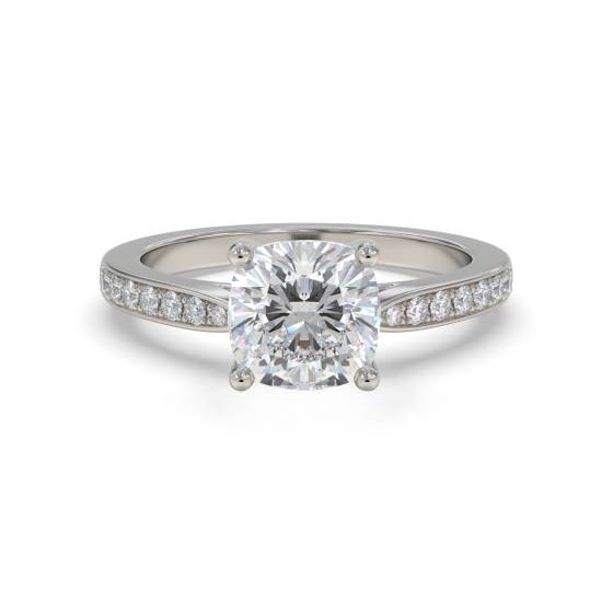 Cushion Diamond Shoulder Set Ring