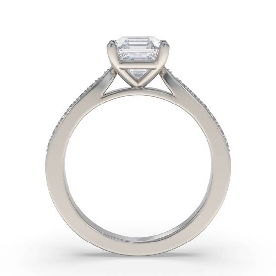 Asscher Diamond Shoulder Set Ring