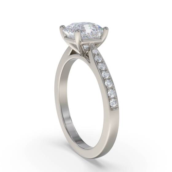 Asscher Diamond Shoulder Set Ring