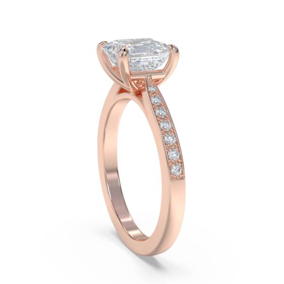 Asscher Diamond Shoulder Set Engagement Ring