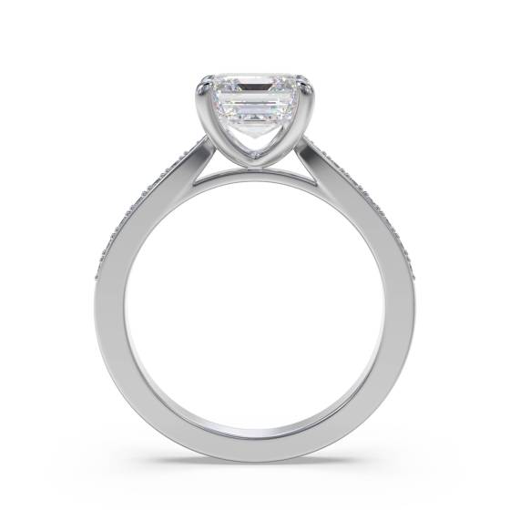 Asscher Diamond Shoulder Set Engagement Ring