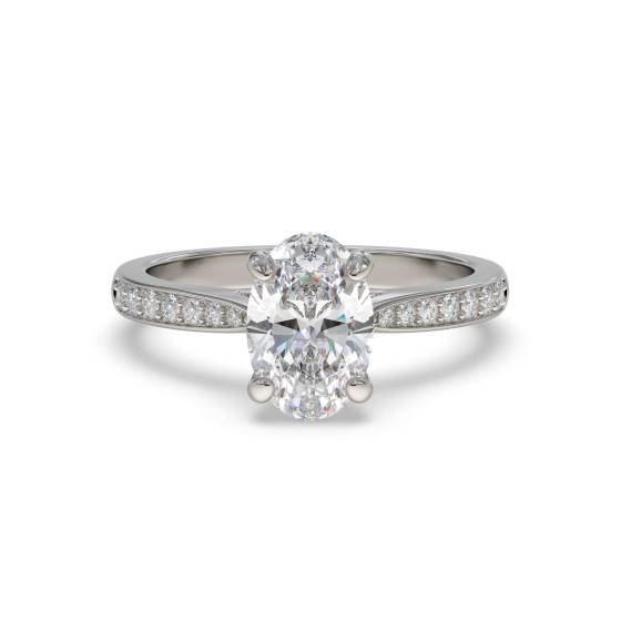 2.67ct VVS2/D Oval Cut Labgrown Diamond Shoulder Set Ring