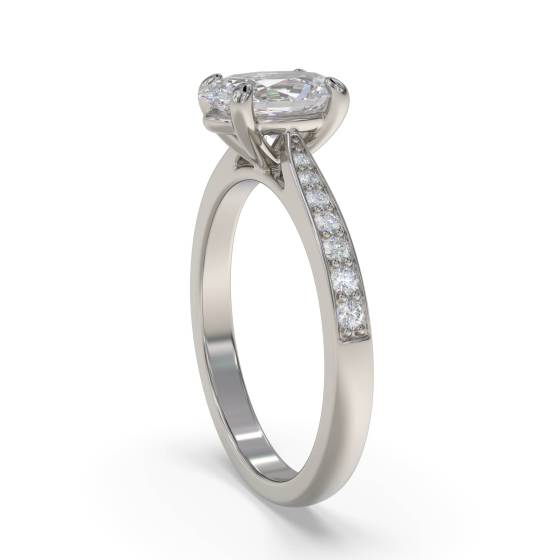 Elegant Oval Diamond Milgrain Shoulder Set Ring