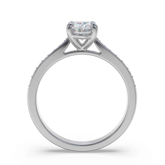 Elegant Oval Diamond Milgrain Shoulder Set Ring
