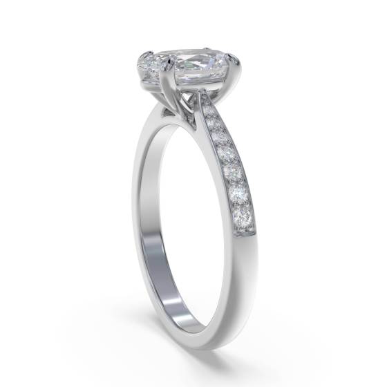 Elegant Oval Diamond Milgrain Shoulder Set Ring