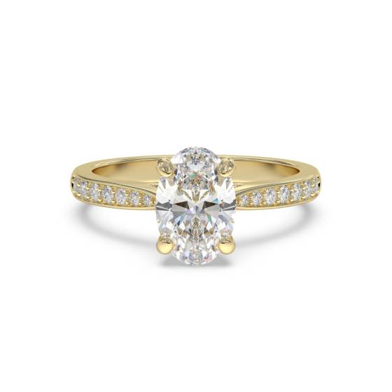 Elegant Oval Diamond Milgrain Shoulder Set Ring