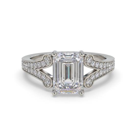 Split Shank Emerald Diamond Designer Ring