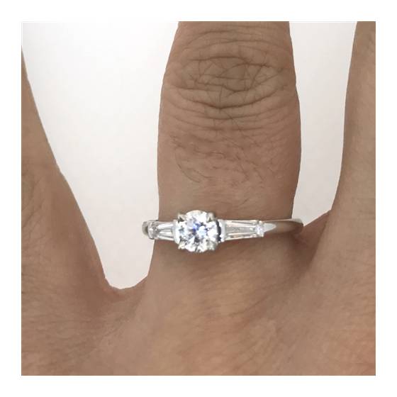 Stylish Round and Baguette Diamond Trilogy Ring