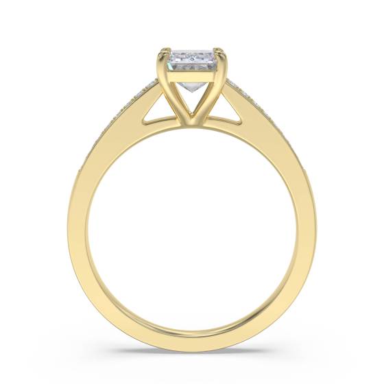 Emerald Diamond Shoulder Set Ring