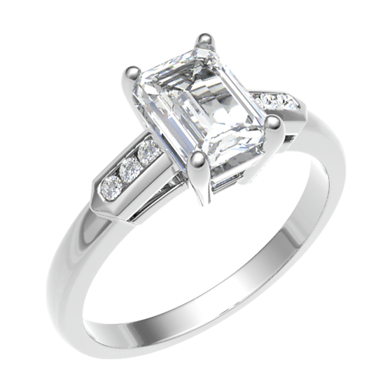 Emerald Diamond Shoulder Set Ring