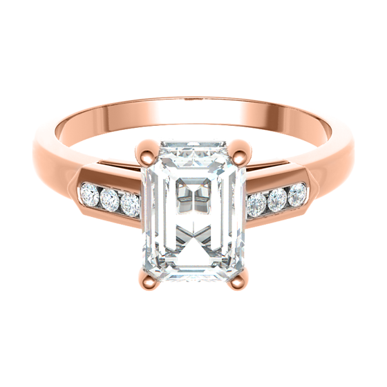 Emerald Diamond Shoulder Set Ring