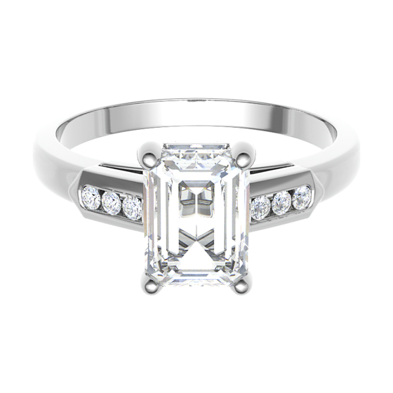 Emerald Diamond Shoulder Set Ring