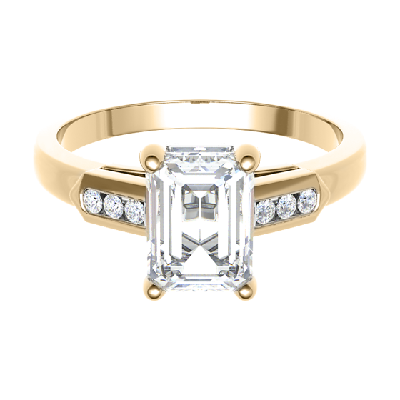 Emerald Diamond Shoulder Set Ring