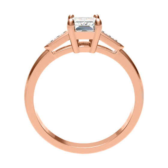 Emerald Diamond Shoulder Set Ring