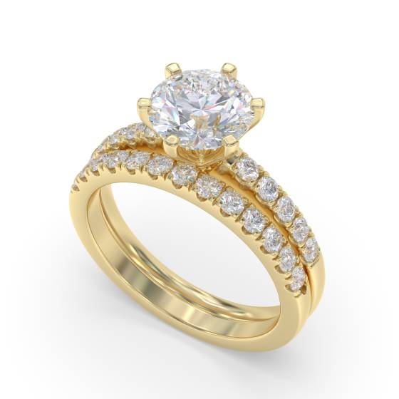 Round Diamond Shoulder Set Ring