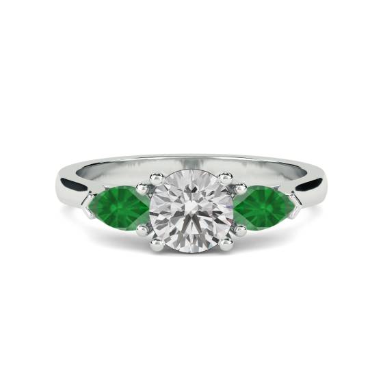 Diamond Centre and Emerald Side Trilogy Ring