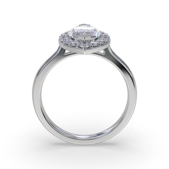 Marquise and Round Diamond Single Halo Ring