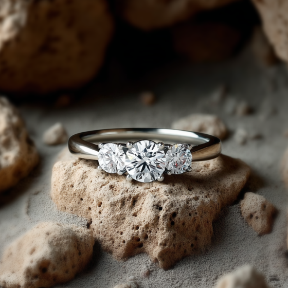 Elegant Round Diamond Trilogy Ring