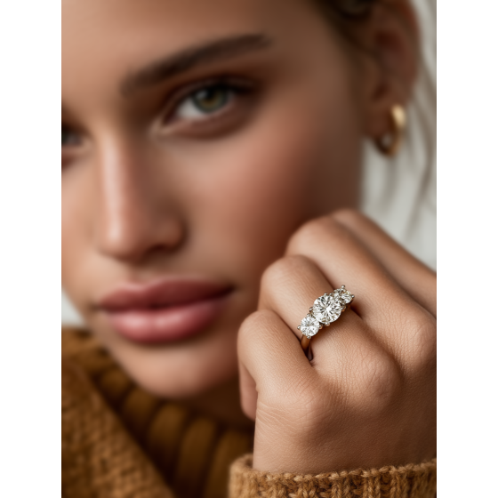 Elegant Round Diamond Trilogy Ring