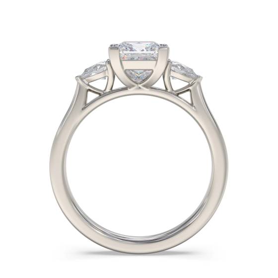 Elegant Princess and Pear Diamond Trilogy Ring