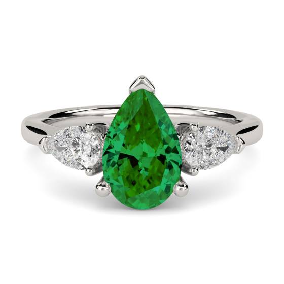 Elegant Emerald Diamond Trilogy Ring
